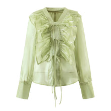 Load image into Gallery viewer, Summer Loose Slimming Niche Overlay Ruffled Long Sleeve