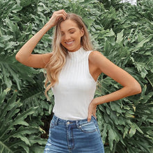 Load image into Gallery viewer, Fall Solid Color Knitted Top Women Sleeveless Sunken Stripe Slim Fit Tank Top