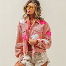 Load image into Gallery viewer, Popular Valentine Love Sequined Jacket Frayed Corduroy Coat