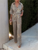 Spring Women Clothing Heavy Embroidery Sequ Shirt Straight Leg Pants