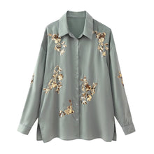 Load image into Gallery viewer, Spring Women Clothing Heavy Embroidery Sequ Shirt Straight Leg Pants