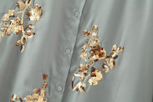 Load image into Gallery viewer, Spring Women Clothing Heavy Embroidery Sequ Shirt Straight Leg Pants