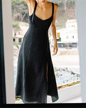 Load image into Gallery viewer, Spring Women Clothing Simple Linen Shoulder Strap Length Dress
