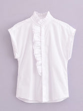 Load image into Gallery viewer, Women Solid Color Pleated Poplin Sleeveless Shirt