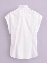 Load image into Gallery viewer, Women Solid Color Pleated Poplin Sleeveless Shirt