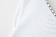 Load image into Gallery viewer, Spring Summer Light Luxury Design Heavy Industry Neckline Beaded Sexy Sleeveless Vest Slim Fit Slimming Top