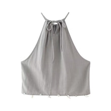 Load image into Gallery viewer, Summer Women Shell Decoration Top Shell Decoration Wide Leg Drawstring Trousers Suit
