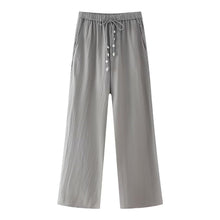 Load image into Gallery viewer, Summer Women Shell Decoration Top Shell Decoration Wide Leg Drawstring Trousers Suit