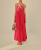 Summer Women Clothing Casual Simple Red Embroidery Sling Maxi Dress