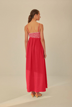 Load image into Gallery viewer, Summer Women Clothing Casual Simple Red Embroidery Sling Maxi Dress