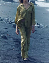 Load image into Gallery viewer, Women Clothing Summer Jacquard Loose Fitting Shirt Jacquard Pants Suit