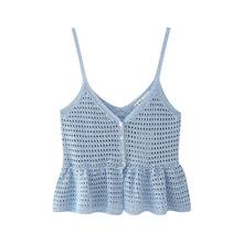 Load image into Gallery viewer, Women Solid Color Loose Casual Spaghetti Straps Knitted Short Top