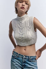 Load image into Gallery viewer, Women Clothing Winter Eight Strand Knitted Metallic Stand Collar Casual Knitted Vest Jacket