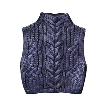 Load image into Gallery viewer, Women Clothing Winter Eight Strand Knitted Metallic Stand Collar Casual Knitted Vest Jacket