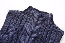 Load image into Gallery viewer, Women Clothing Winter Eight Strand Knitted Metallic Stand Collar Casual Knitted Vest Jacket