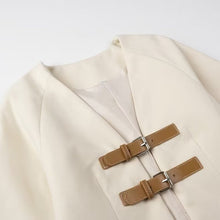 Load image into Gallery viewer, Spring Strap Decoration Soft Coat V Neck Elegant Sexy Metal Buckle Cardigan