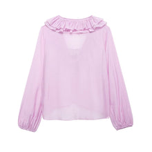 Load image into Gallery viewer, Autumn Women Graceful Fashionable Top Laminated Decoration Long Sleeve Shirt
