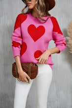 Load image into Gallery viewer, Winter Clothes Women Clothing Peach Heart Valentine Day round Neck Big Love Sweater for Women