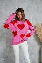 Load image into Gallery viewer, Winter Clothes Women Clothing Peach Heart Valentine Day round Neck Big Love Sweater for Women