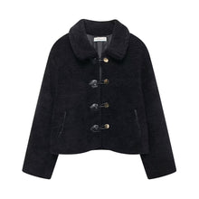 Load image into Gallery viewer, Women Casual Polo Collar Artificial Fur Sheepskin Short Coat