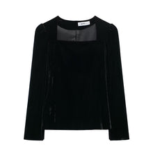 Load image into Gallery viewer, Women Clothing Autumn Winter Lantern Sleeve Square Collar Top Pleated Skirt