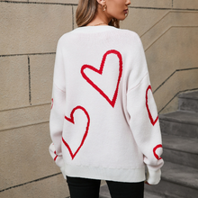 Load image into Gallery viewer, Winter Clothes Internet Sweater Love Valentine Day Pullover Big Peach Heart Contrast Color Sweater