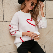 Load image into Gallery viewer, Winter Clothes Internet Sweater Love Valentine Day Pullover Big Peach Heart Contrast Color Sweater