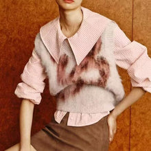 Load image into Gallery viewer, Spring Sweet Bristle Effect Jacquard Vest Sweater