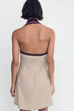 Load image into Gallery viewer, Women Clothing Autumn Design Stitching Bow Hanging Collar Dress