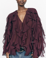 Load image into Gallery viewer, Design V neck Laminated Decoration Shirt Summer Casual Blouse
