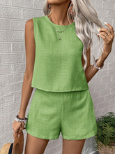 Load image into Gallery viewer, Cotton Linen Sleeveless Top With Shorts Set
