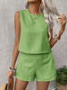 Cotton Linen Sleeveless Top With Shorts Set