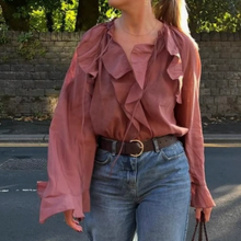 Load image into Gallery viewer, Summer Ruffled Tied Shirt Top Women