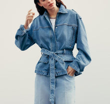 Load image into Gallery viewer, Spring Women Clothing Commuting Lace up Denim Shacket