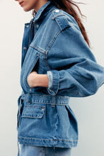 Load image into Gallery viewer, Spring Women Clothing Commuting Lace up Denim Shacket