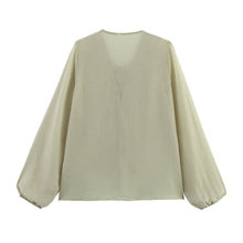 Load image into Gallery viewer, Women Clothing Spring Summer Casual Laminated Decoration Translucent Shirt