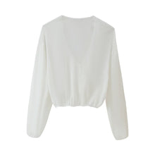 Load image into Gallery viewer, Ruffled Collared Tied Bell Sleeve Doll Shirt for Women
