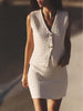Summer Women Casual Knitted Texture Vest Skirt Two Piece Sets