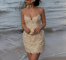 Load image into Gallery viewer, Summer Elegant Beige Floral Dress