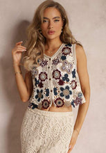 Load image into Gallery viewer, Women Summer Single Button Embroidered Vest