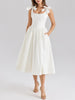 House Same French Sweet Bowknot Decoration Gentle Elegant Graceful U Collar Waist Trimming Spaghetti Straps Dress