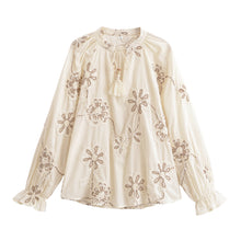 Load image into Gallery viewer, Women Clothing Spring Sweet Floral Embroidered Mini Shirt