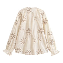 Load image into Gallery viewer, Women Clothing Spring Sweet Floral Embroidered Mini Shirt