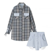 Load image into Gallery viewer, Women Clothing Plaid Shirtdress Two Piece SkirtSets