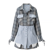 Load image into Gallery viewer, Women Clothing Plaid Shirtdress Two Piece SkirtSets