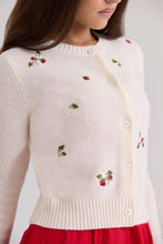 Load image into Gallery viewer, Fall Sweet Artistic Cherry Embroidered Knitted Cardigan Simple round Neck Sweater Coat