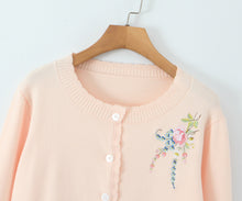 Load image into Gallery viewer, Women Clothing Autumn Exquisite Floral Embroidered Knitwear Sweater Top Coat