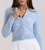 Autumn French Bow Jacquard Embroidery Knitted Cardigan Coat Sweater Top