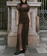 Load image into Gallery viewer, Summer Floral Ribbon Silk Net Stitching Dress