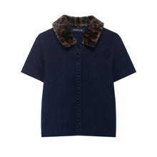 Load image into Gallery viewer, Women Animal Print Neckline Knitted Coat